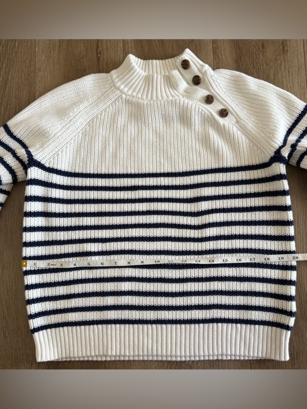 J.Crew Striped Button-Shoulder Rollneck Sweater - Size S - 100% Cotton - Picture 5 of 10